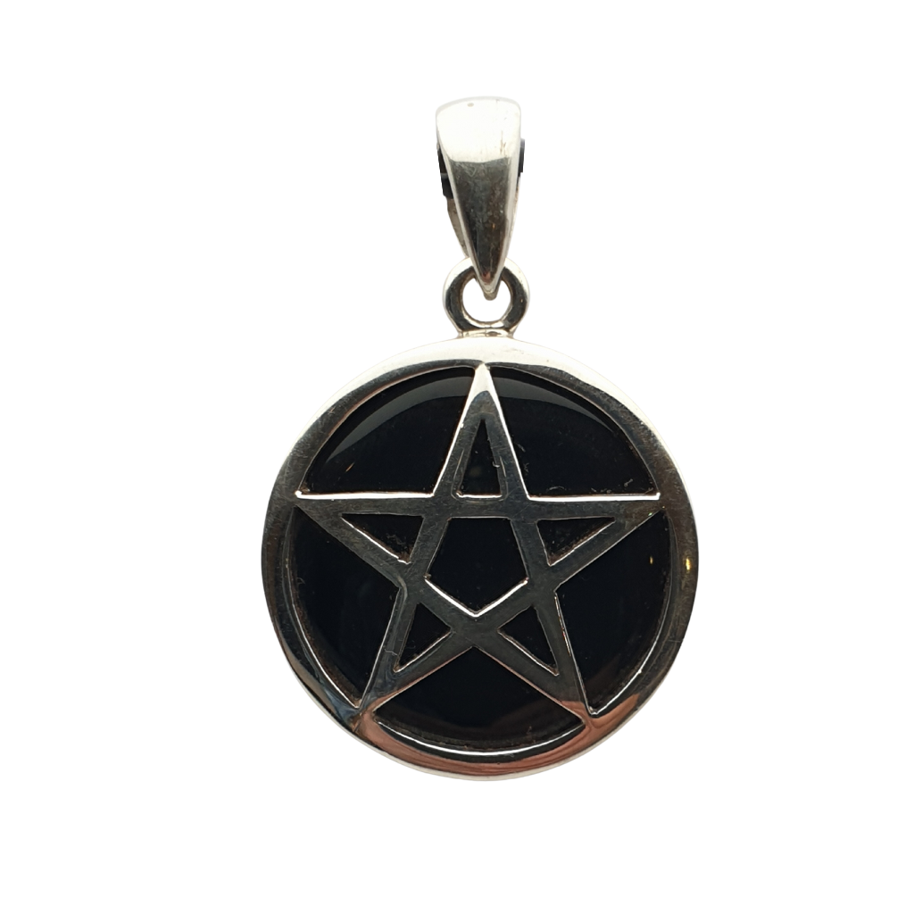 Black Onyx Sterling Silver Pentacle Pendant