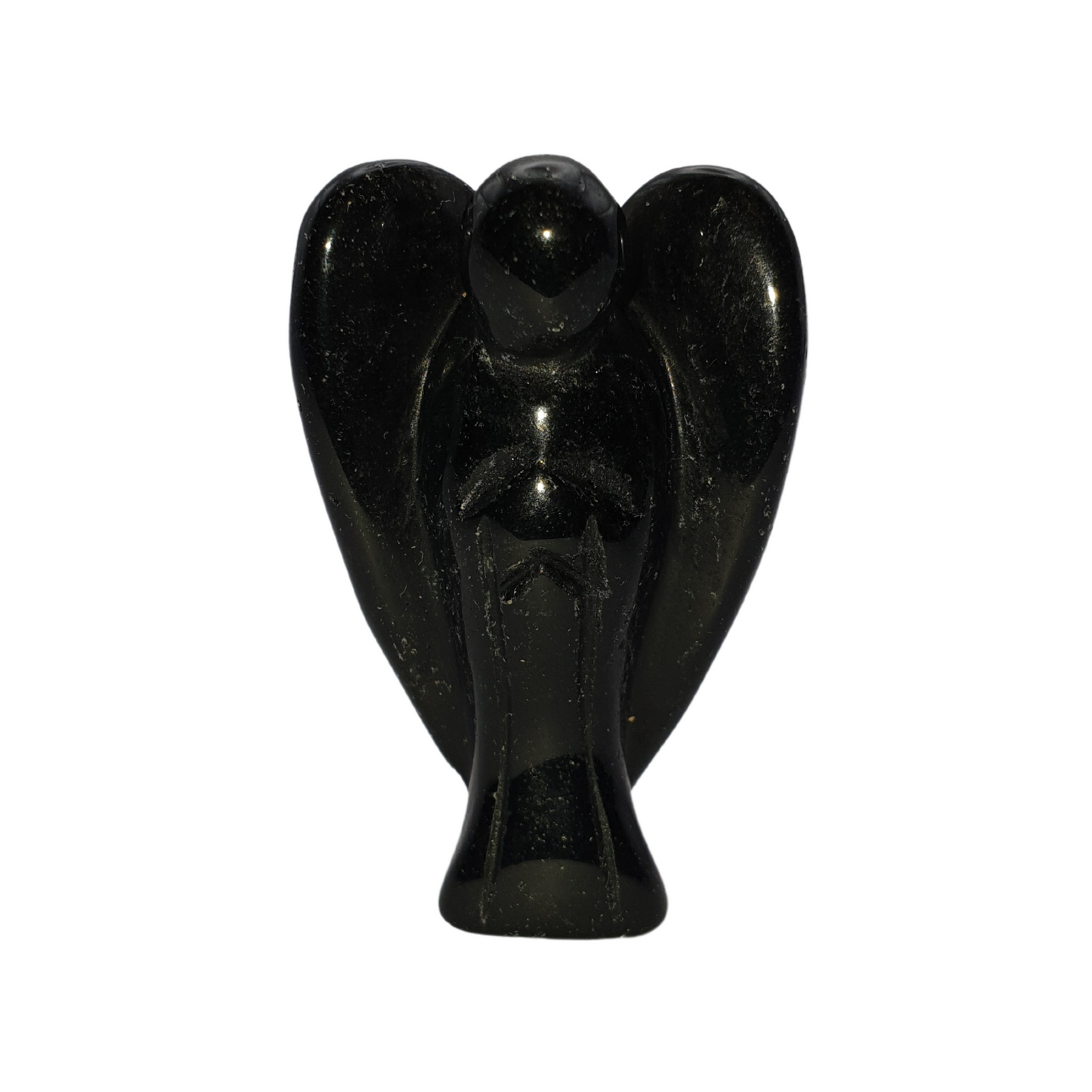 Black onyx quartz pocket angel 3.5cm high