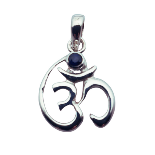 Sapphire Sterling Silver Om "Aum" Pendant