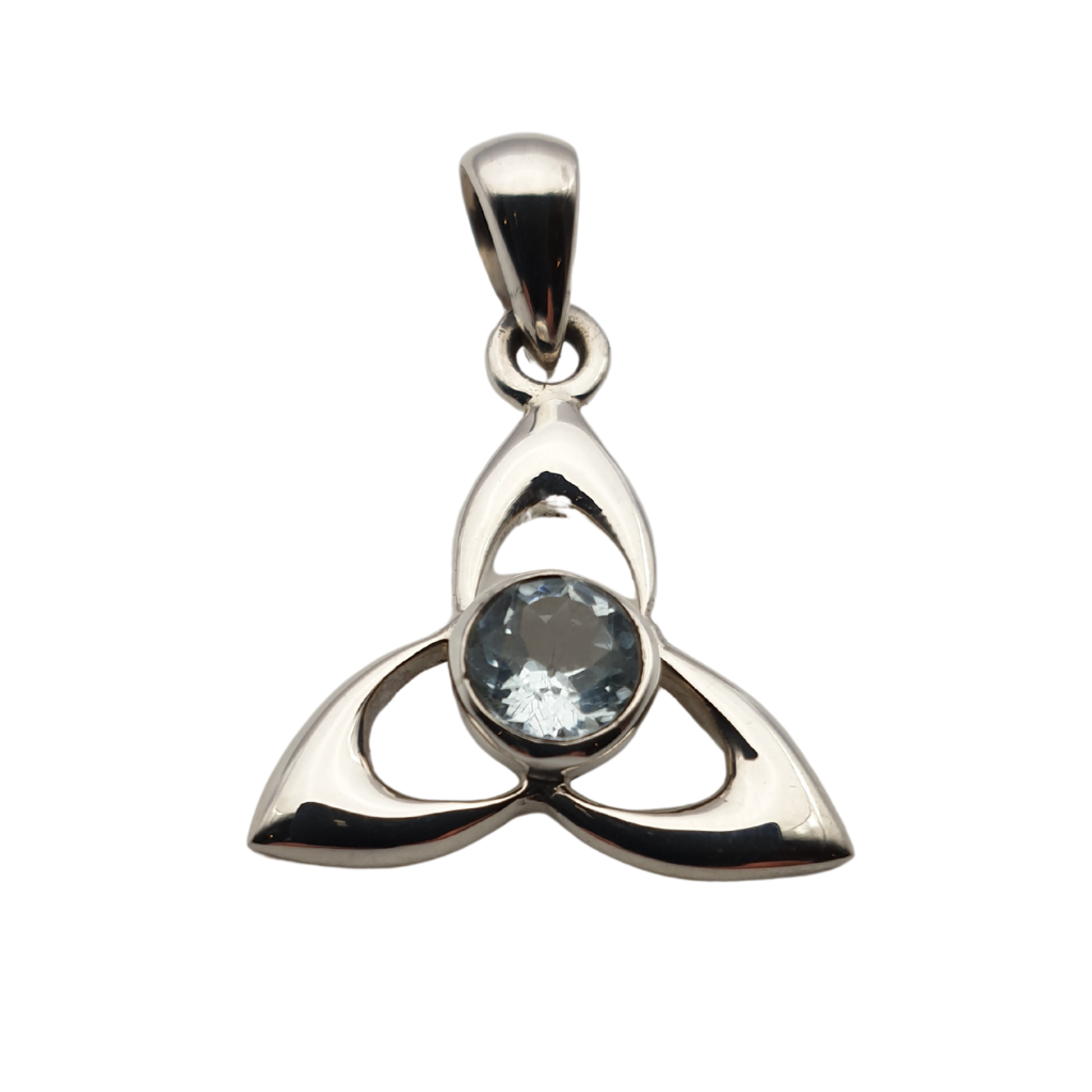 Blue Topaz Sterling Silver Trine Knot Pendant