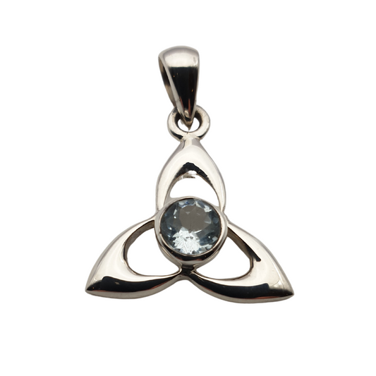 Blue Topaz Sterling Silver Trine Knot Pendant