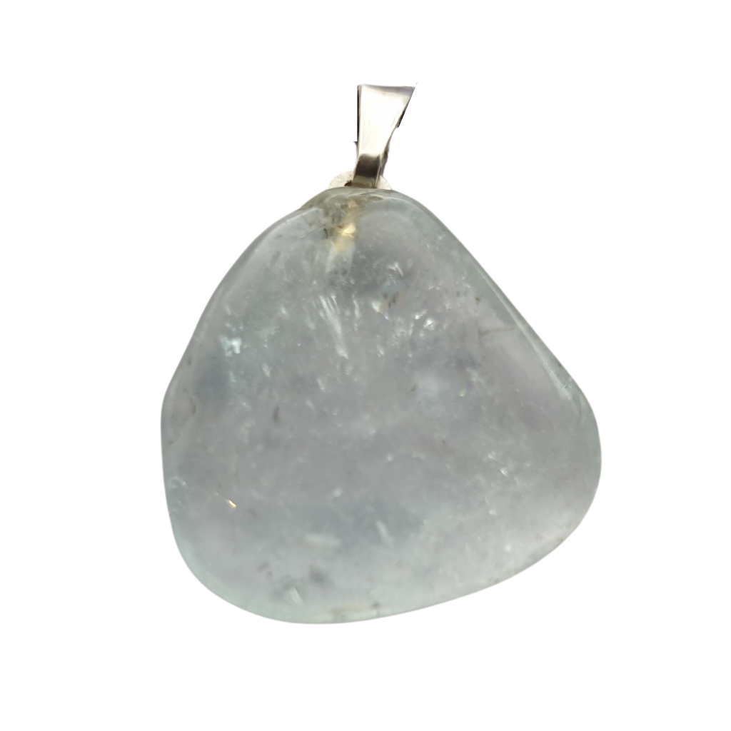 Blue Topaz Sterling Silver Tumble Stone Pendant