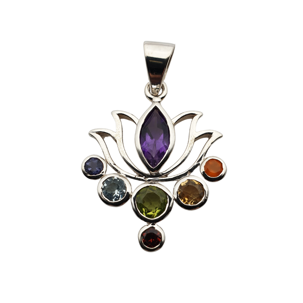 Chakra Sterling Silver Lotus Pendant