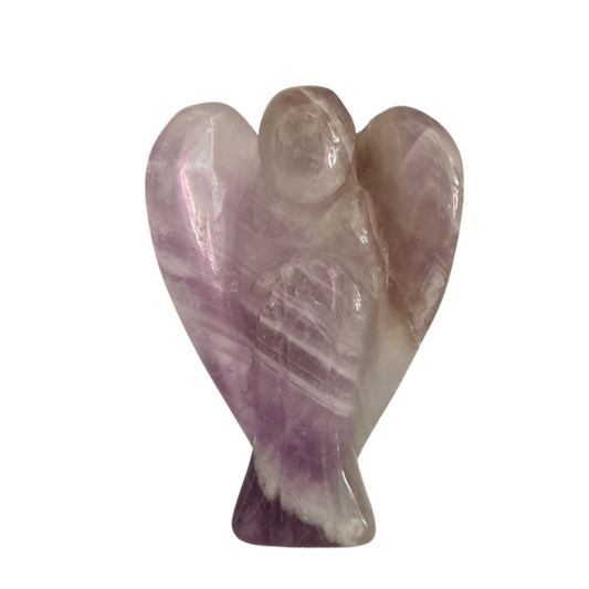 Fluorite Pocket Angel 3.5cm high bands of colour from purple to white and sometimes green