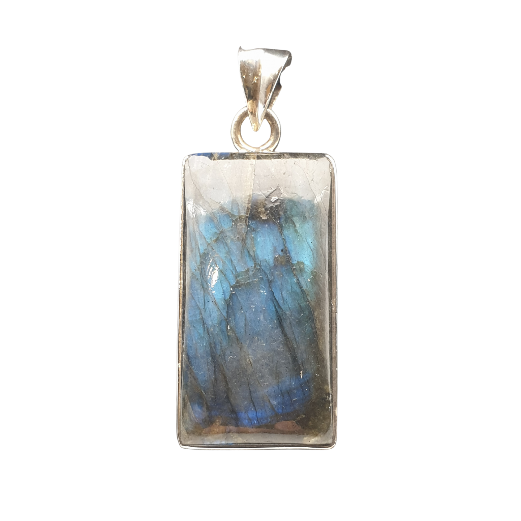 Labradorite Sterling Silver Rectangle Pendant