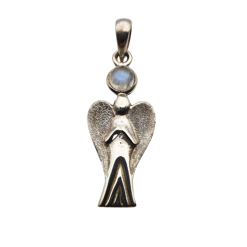 Moonstone Sterling Silver Angel Pendant