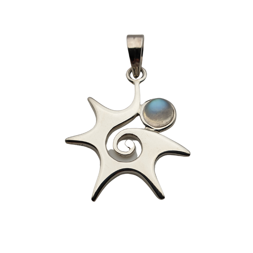 Moonstone Sunray Sterling Silver Pendant