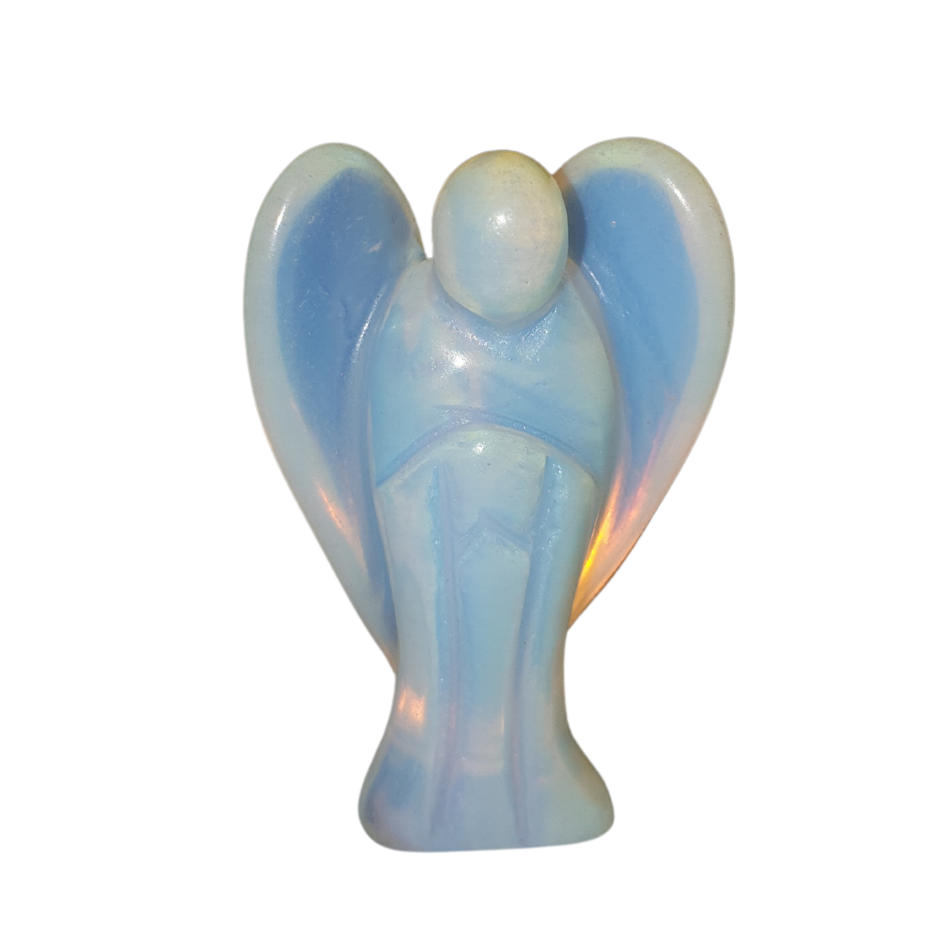 Opalite Pocket angel 3.5cm high clear iridescent man made