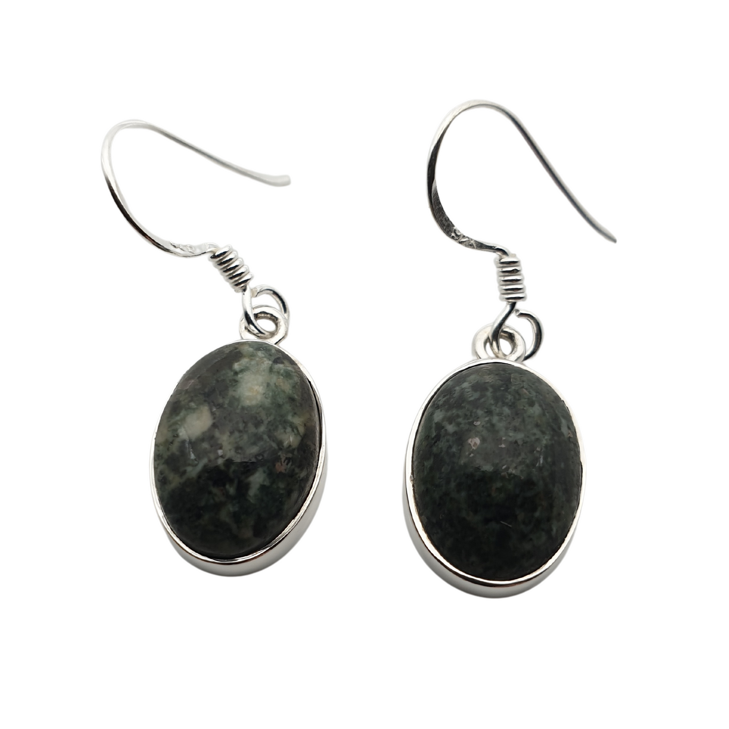 Preseli Bluestone oval drop earings set in sterling silver