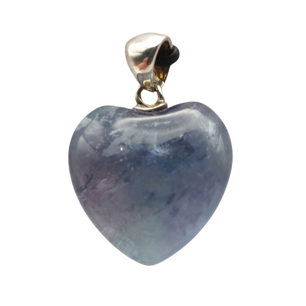 Rainbow Fluorite Sterling Silver Heart Pendant