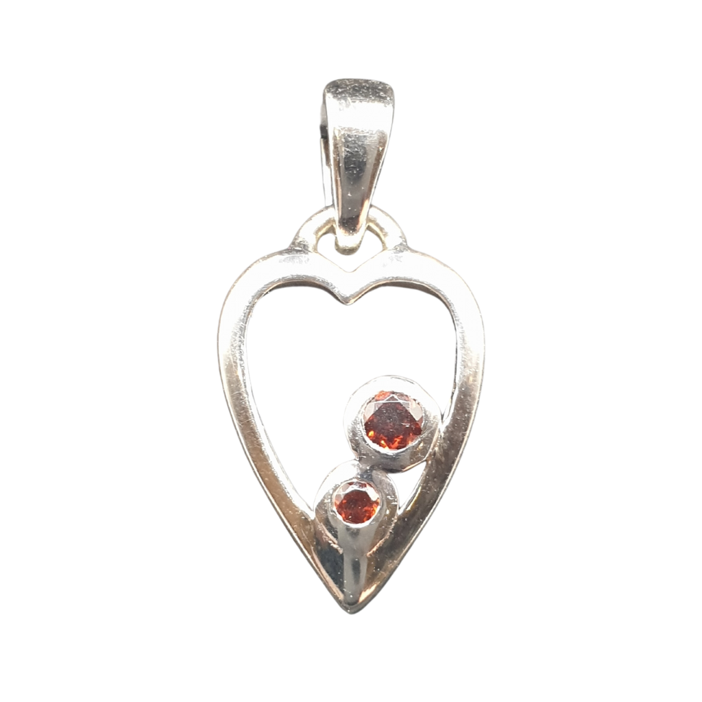 Garnet Sterling Silver Mini Heart Pendant