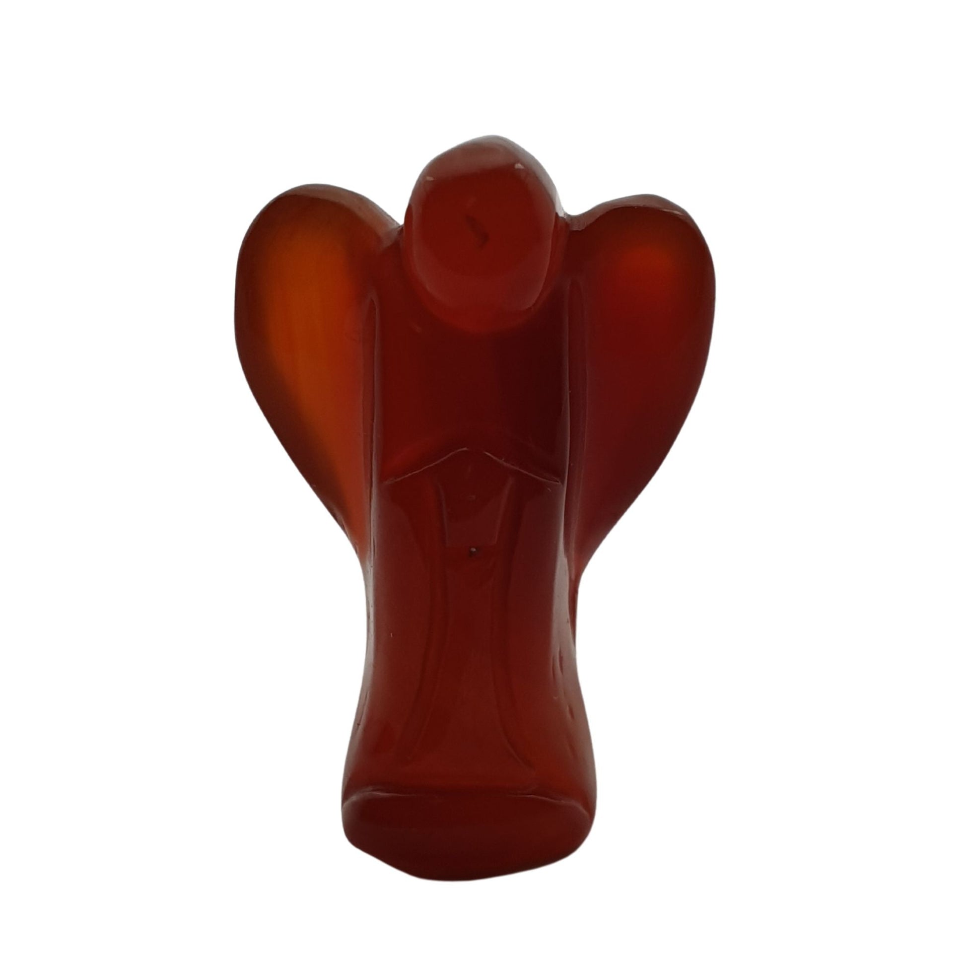 Carnelian Angel Shaped crystal orange in colour and small enough to carry in your pocket