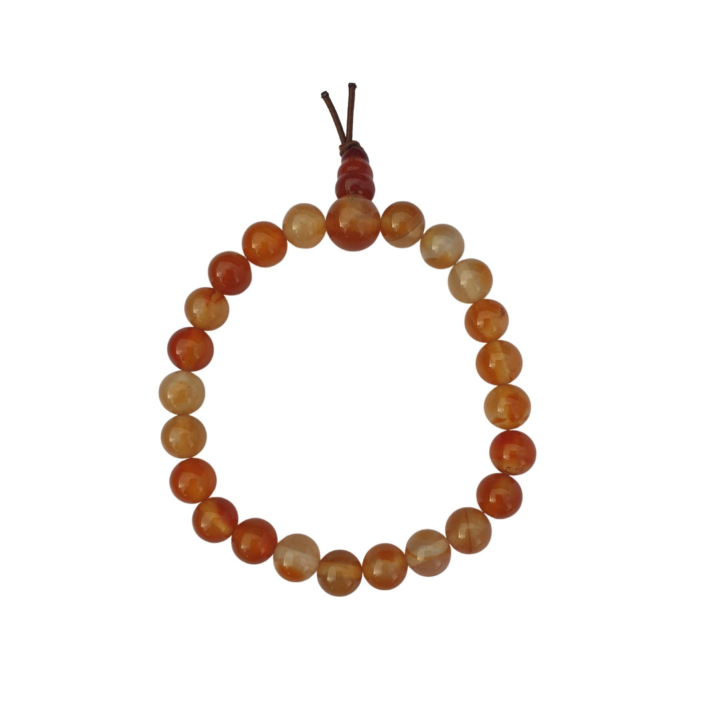 Elasticated bracelet with round orange carnelian beads