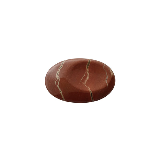 Red Jasper crystal smooth and flat comforting to hold between thumb and finger in meditation