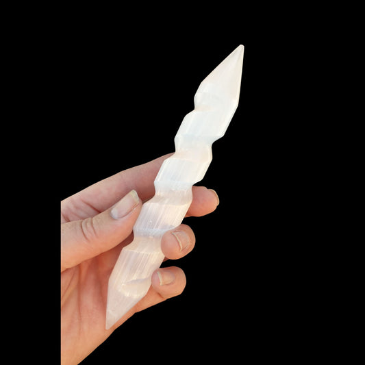 Selenite Double Point Twisted Wand